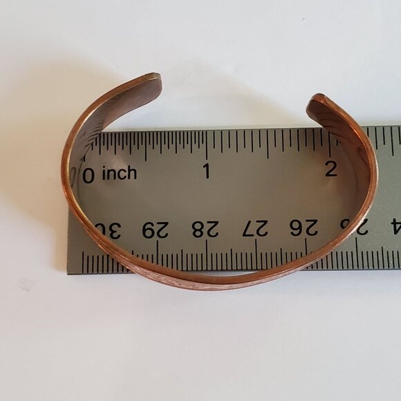 Vintage Solid Copper Cuff Bracelet Western Bright Engraved Design - Picture 10 of 11